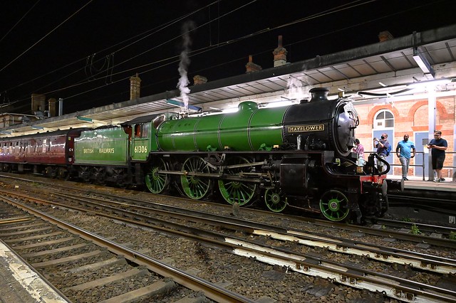 B1 Locomotive No. 61306 Mayflower on 1Z58, 20.15 Norwich - Colchester Evening Diner, Steam Dreams EUR 175 service on a booked stop at Ipswich. 14 08 2021