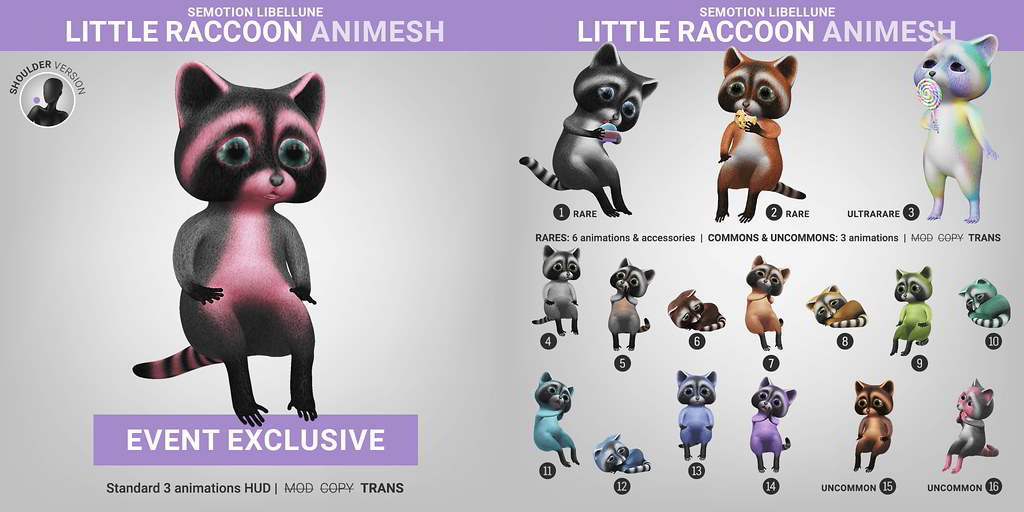 SEmotion Libellune Little Raccoon Animesh