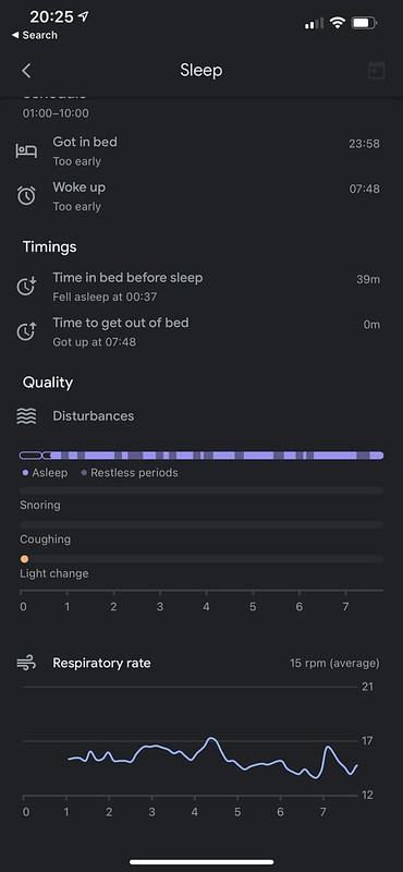 Google Fit iOS App - Sleep Summary