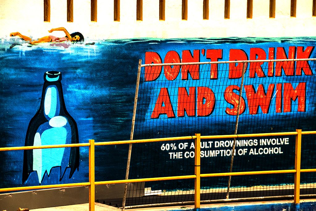 DON'T DRINK AND SWIM in Hout Bay on 9-10-21--Cape Town