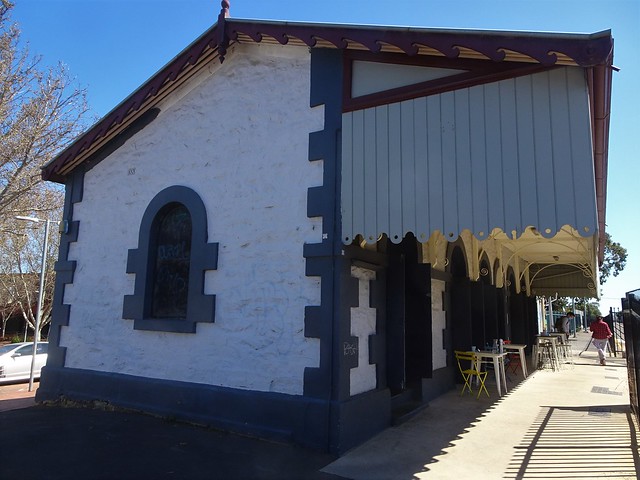 Adelaide. Bowden Railway Station platform. Built in 1856 when the first South Australian railway from Adelaide to Port Adelaide opened. Now the Loose Caboose  cafe as a new station has been built on a lower level.