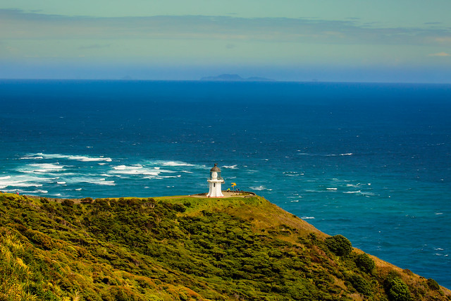 The far north of NZ at Cape Reinga where the Tasman Sea meets the Pacific Ocean