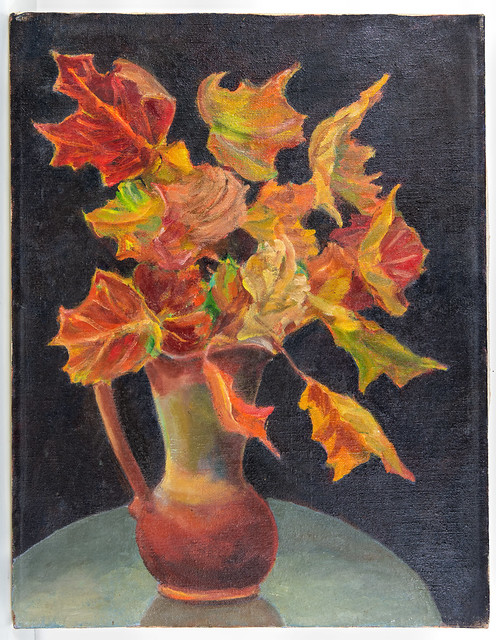 Painting - Fall leaves in vase