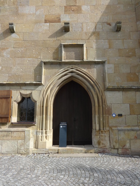 1499 Creuzburg spitzbogiges Portal spätgotische Liborius-Kaplle von Kunrad Stebel von Rotenburg an Creuzburger Brücke über die Werra Eisenacher Straße südlich 99831