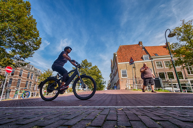 Cyclist on Oude Delft