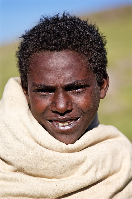 Ethiopian Child shepherd, Simien Mountains (Samen tarara), Ethiopia - Version 2