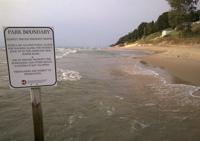 North boundary on public beach with legal terms defined