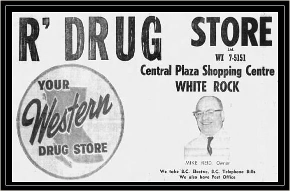 17 January 1963 - Surrey Leader Newspaper - Advertisement for R' Drug Store and Post Office in the Central Plaza Shopping Centre, White Rock, British Columbia