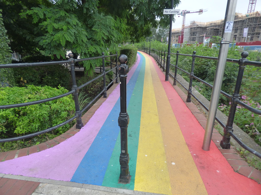Taunton Pride - rainbow path near The Bridge and River Tone