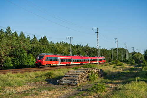 DB 442 825 | Eichgestell Nord by Max von der Bahn, Ein Stickerloser Hamster schleicht sich im einsetzenden Ablicht des 30.07.2021 an den Schwellenstapp