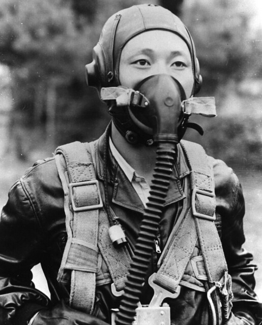 MiG-15 pilot Lt No Kum-Sok, pictured in 1953 wearing typical communist flight clothing. MiG-15 pilots did not wear g-suits or hard-shell helmets.