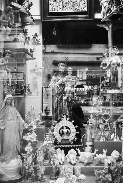 Religious window display in Madrid