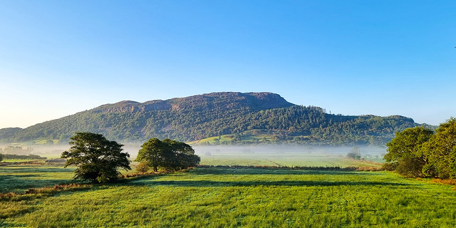 Misty morning looking out at Moel y Gest, Porthmadog, Wales