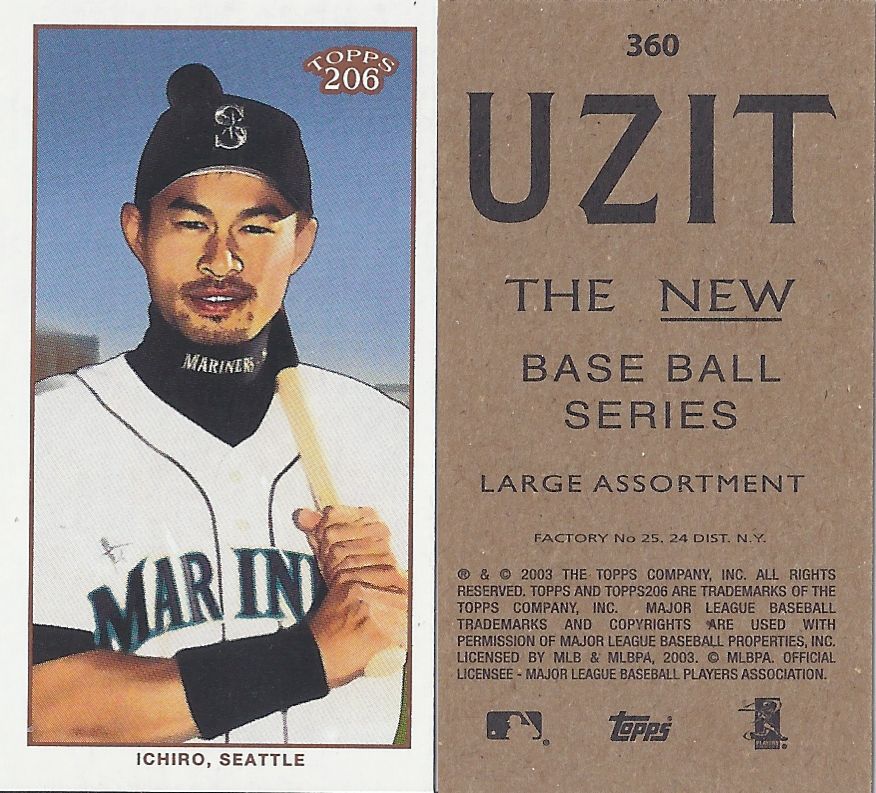 2002 / 2003 - Topps 206 Mini Baseball Card / Series 3 / Uzit - ICHIRO SUZUKI #360B (white jersey) (Right Fielder) (Seattle Mariners)