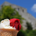 White & Red Ice Cream on the Way to Castle