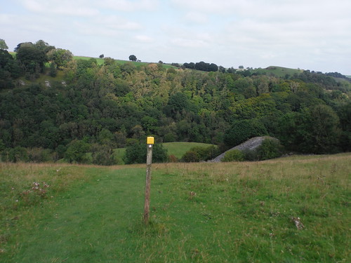 Footpath marker post at top of rise out of Chee Dale SWC 385 - Buxton Circular or to Monsal Dale (via the Wye Valley)