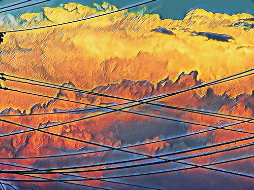 Power Lines Power Lines Power Lines by rcvernors, colorfulclouds sunset clouds electricwires electriclines powerlines