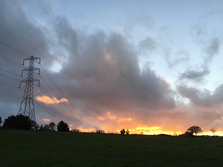 Waseley: sunset and pylon