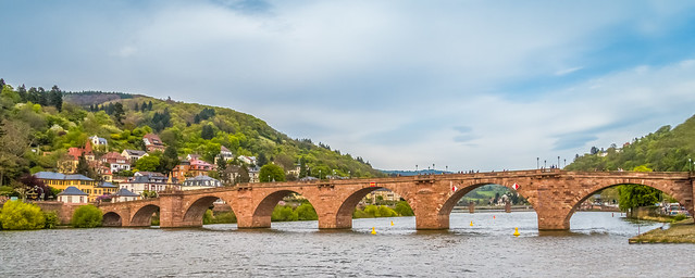 The 200m Alte Brücke (Old Bridge) across the Neckar River (Bridge opened 1788)