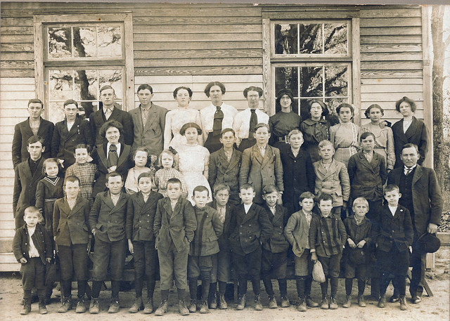 Annie Dora Zimmerman's First Class as Teacher (Annie 4th from left middle row)