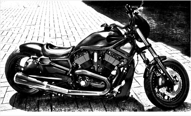 Harley - Davidson  bike, motor cycle   - presented on the marketplace,  Nagold, Germany.