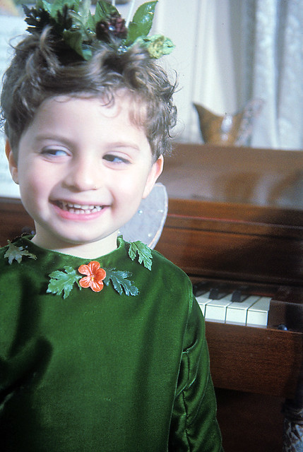 Meet Mr Happy Elf. Yes, that's me. Mom used to sew all these silly costumes for me to wear around Christmas, then Dad would dutifully photograph them on Kodachrome slides. Never thought I would ever upload this one. Milford, CT. Dec 1960.