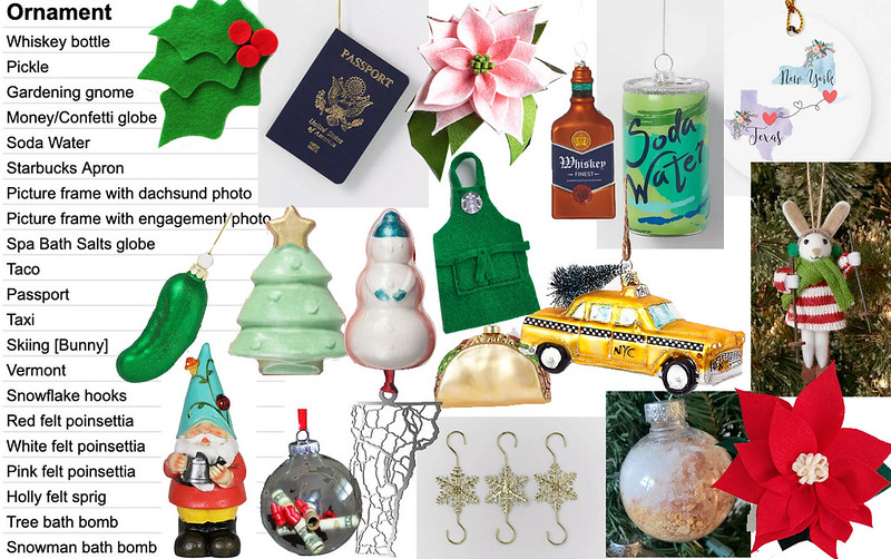 Holiday Bridal Shower - Ornaments List/Images