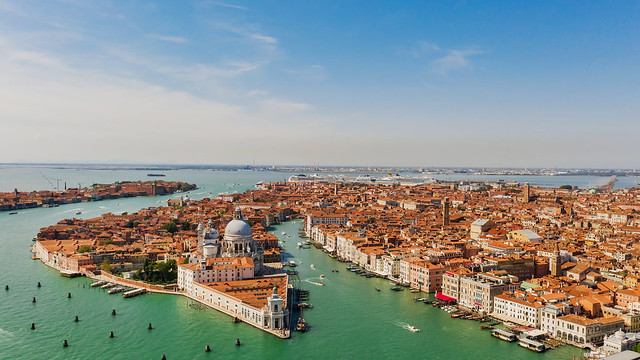 Aerial shot of Venice city and Grand Canal