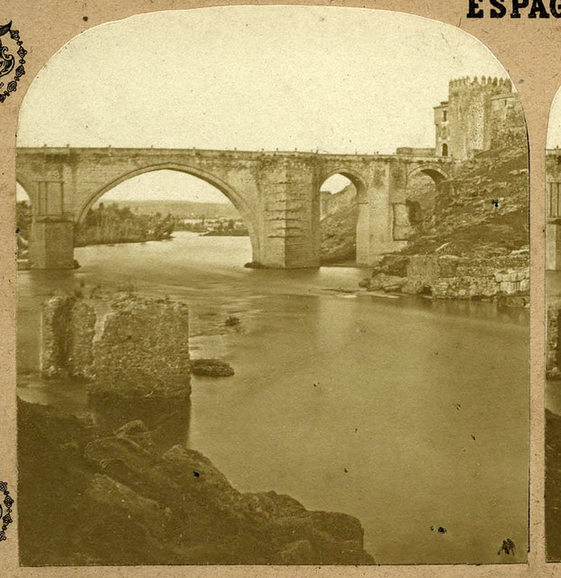 Puente de San Martín en Toledo en 1857 por Eugène Sevaistre. Archivo Municipal, Ayuntamiento de Toledo (Colección Luis Alba)