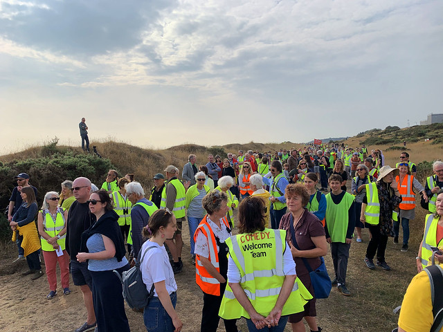 Human wall protest against proposed Sizewell C project