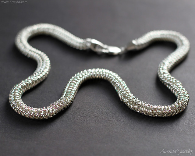 Mens necklace heavy Roundmaille chain necklace in sterling silver. Mens jewelry by Arctida