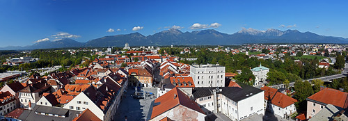 kranj panorama church town slovenia slovenija