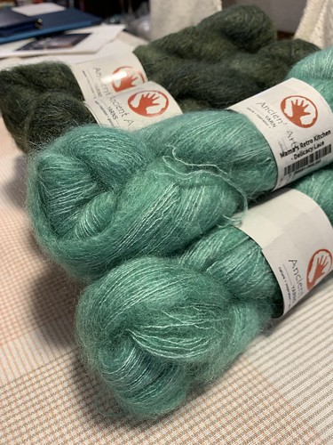 A very limited number of Delicasy Lace from Ancient Arts Yarns is in the shop! It is a gorgeous and fluffy blend of Super Kid Mohair and Mulberry Silk with 459 yards in a 50 gram skein!