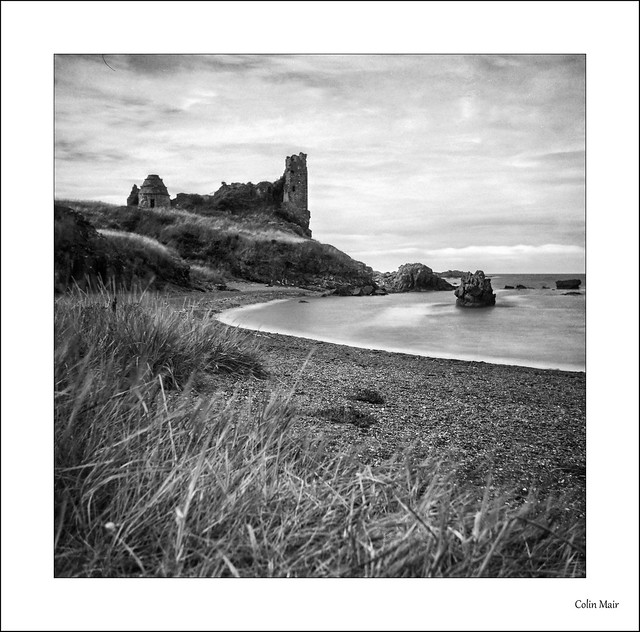 Dunure Castle Revisited - 2021-08-08th, Zeiss Ikon Nettar, f8 @ 32 sec, ND10 + ND4 filters