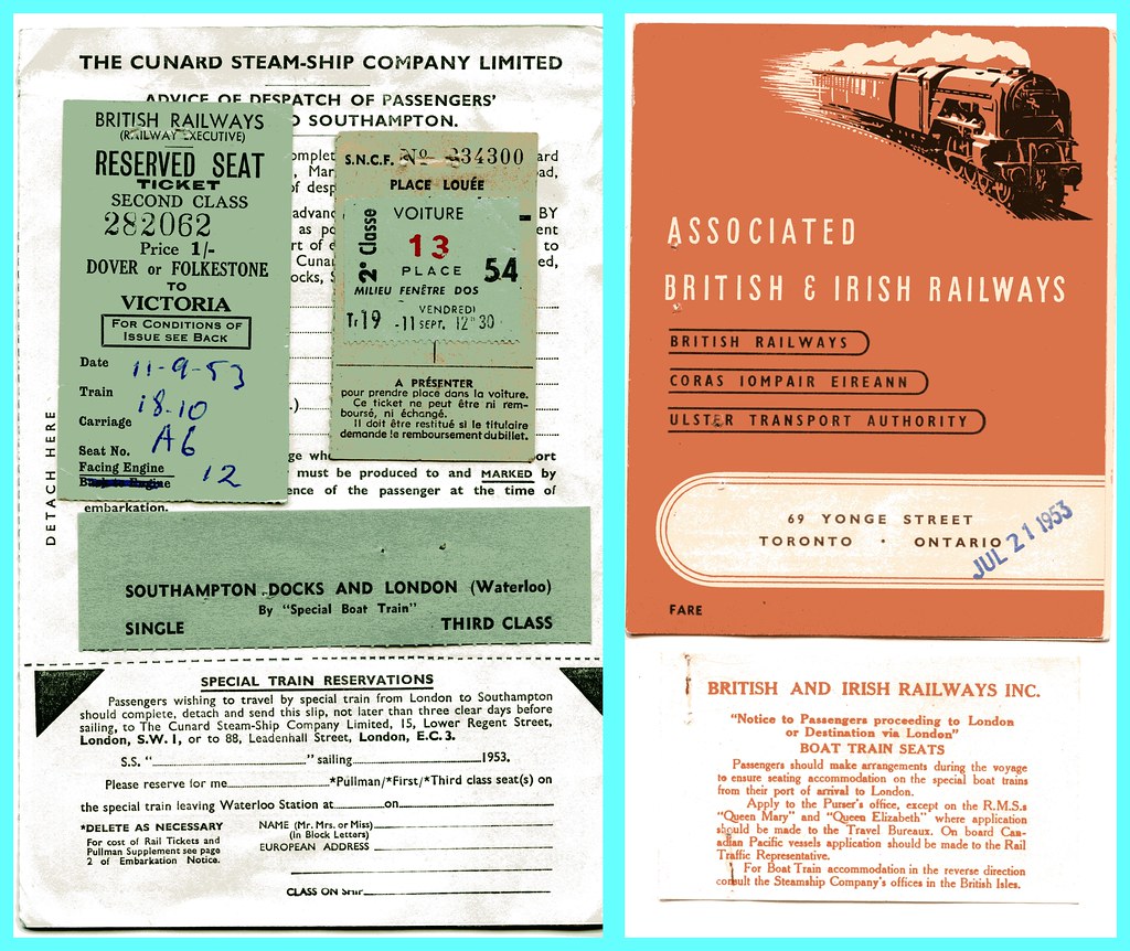 Boat Train 1953 tickets etc. English Channel