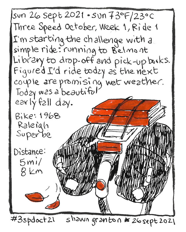 Journal Comic, 26 Sept 2021. Three Speed October, Week 1 Ride 1