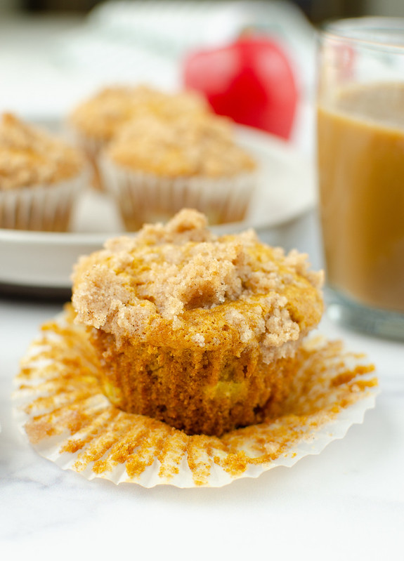 pumpkin apple muffin with crunchy streusel topping 