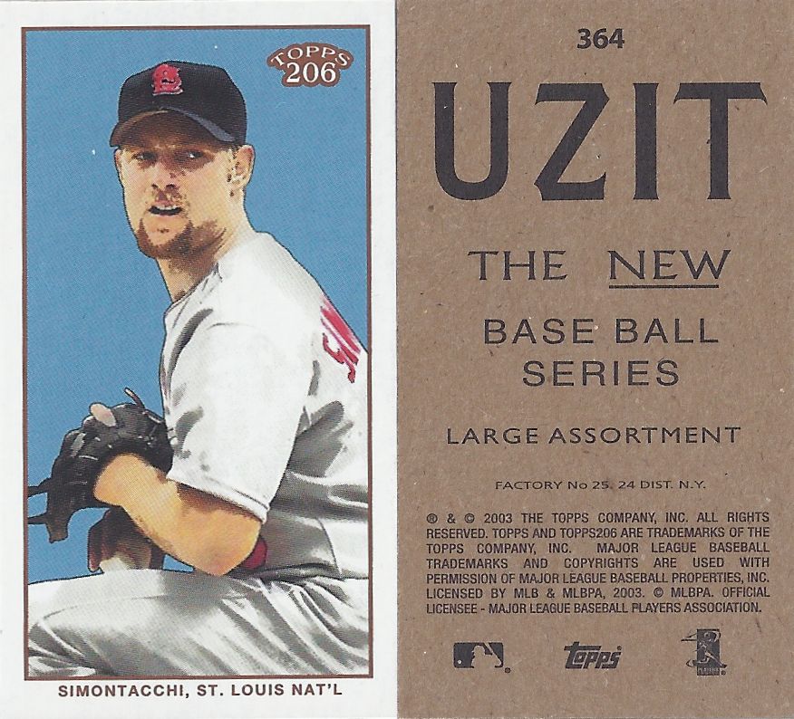 2002 / 2003 - Topps 206 Mini Baseball Card / Series 3 / Uzit - JASON SIMONTACCHI #364 (Pitcher) (St. Louis Cardinals)