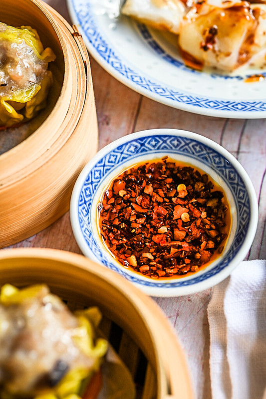 Aromatic chilli oil with yum cha dishes