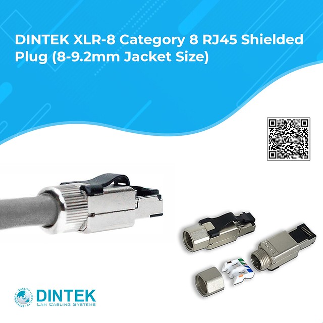 DINTEK's XLR-8ᵀᴹ Cat.8 RJ45 Field Terminated Shielded Plug