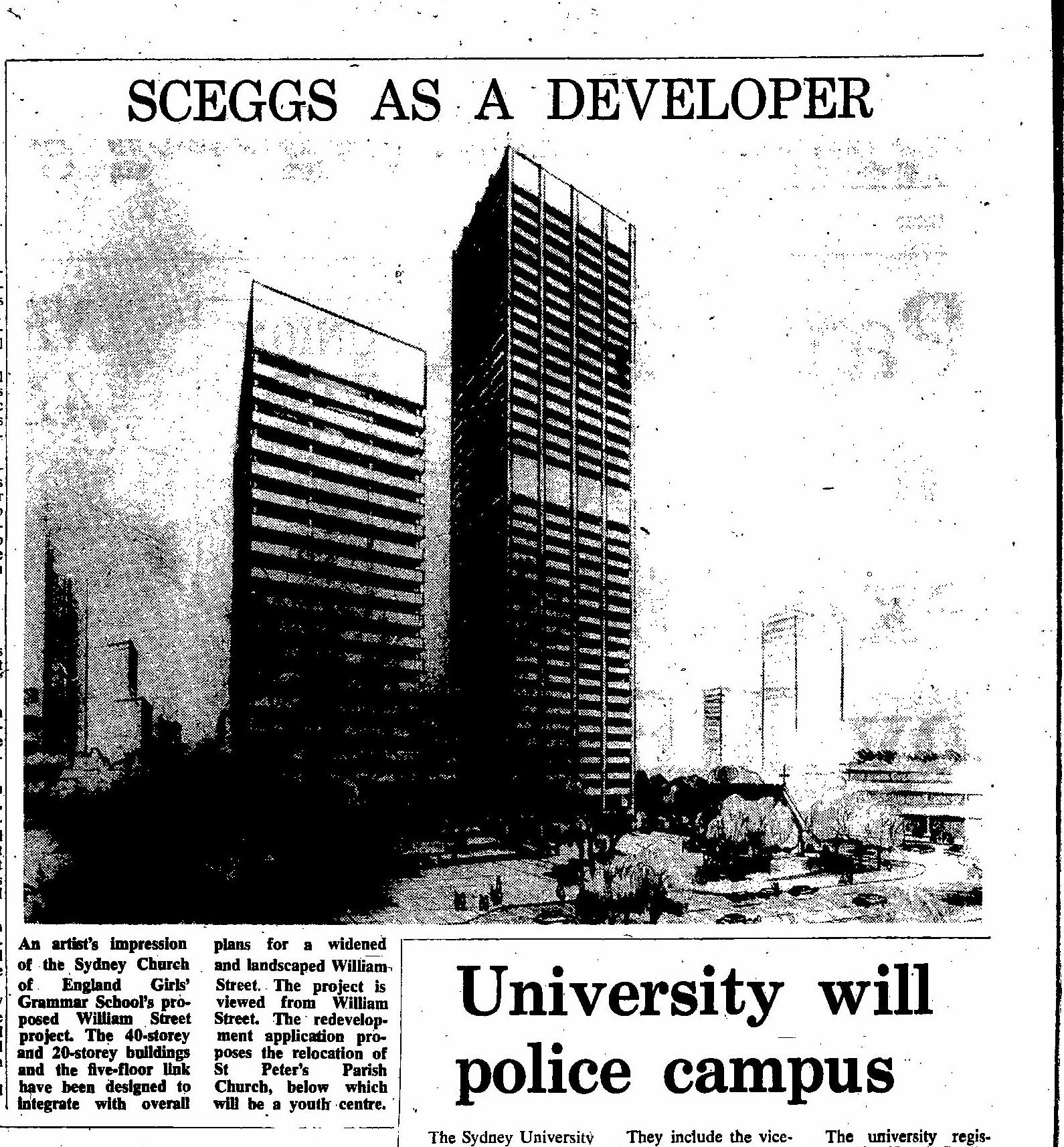 SCEGGS Redevelopment September 17 1971 SMH Page Unknown