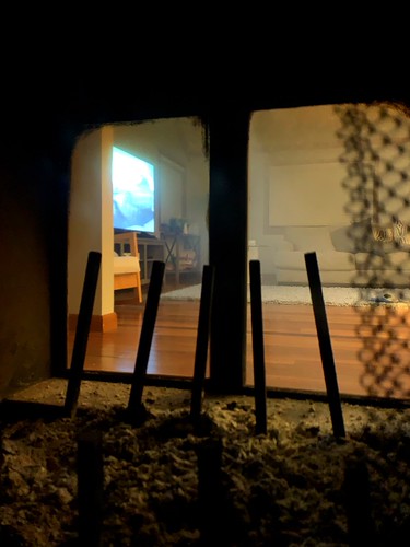 Trapped inside the fire place (272/365) by robjvale, We’re here looking through glass. Well here is my view of our front room as I sit here trapped in ou