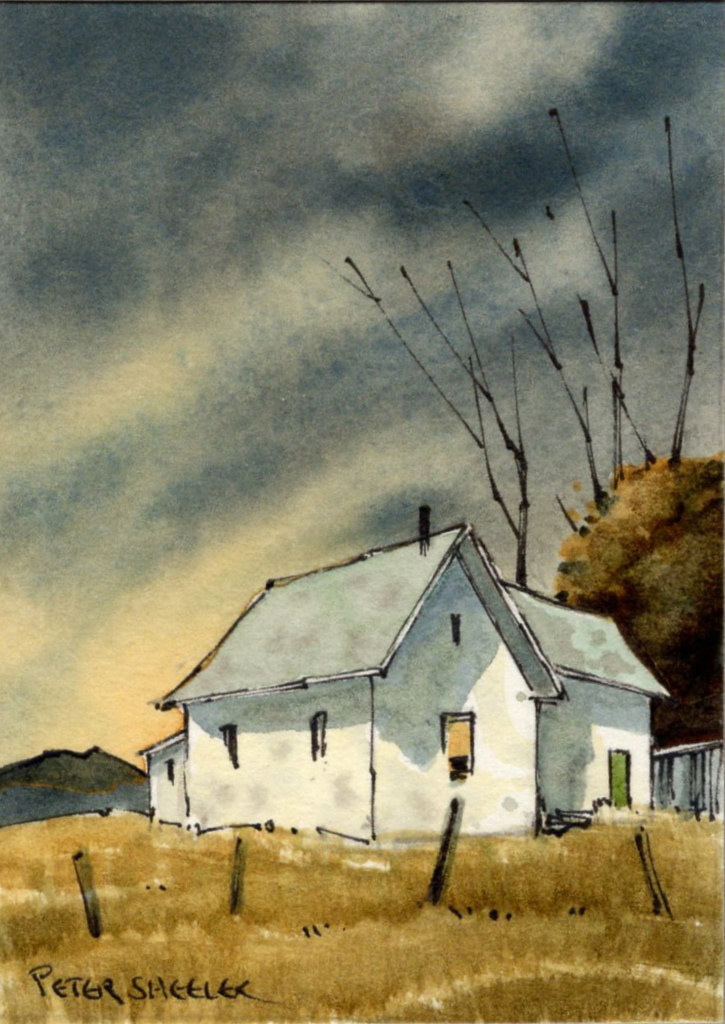 Autumn's end | mini 2.5 x 3.5 inch watercolor | Peter Sheeler | Flickr