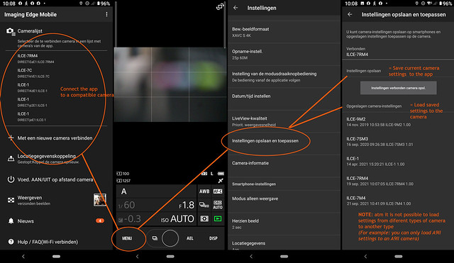 How to load and save your camera settings on your phone