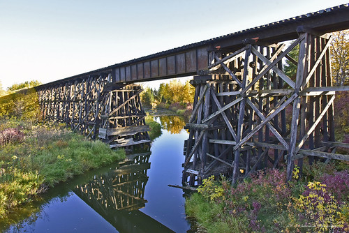 Autumn Trestle Bridge, landscape river trestlebridge autumn fall