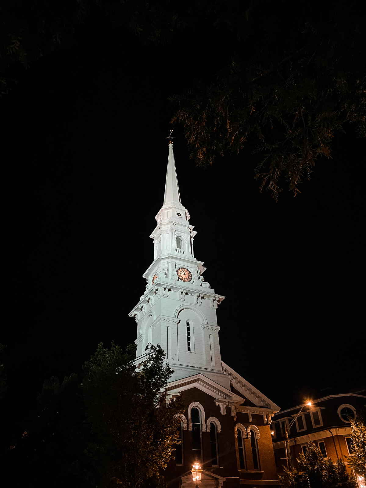 North Church in Portsmouth New Hampshire at night