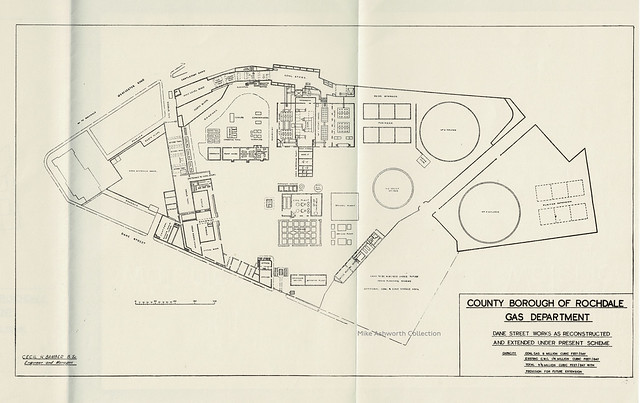 County Borough of Rochdale Gas Department : a record of 105 years of service : 1844 - 1949 : plan of gasworks as reconstructed c1953,