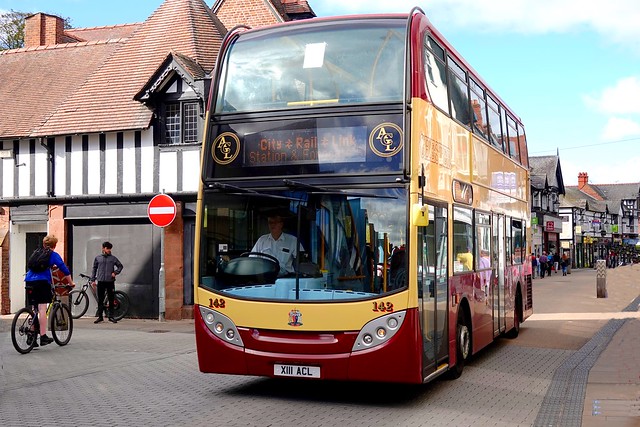 Aintree Coachlines 142 X111ACL (LK55KJX) is seen in Chester on 22 September 2021.