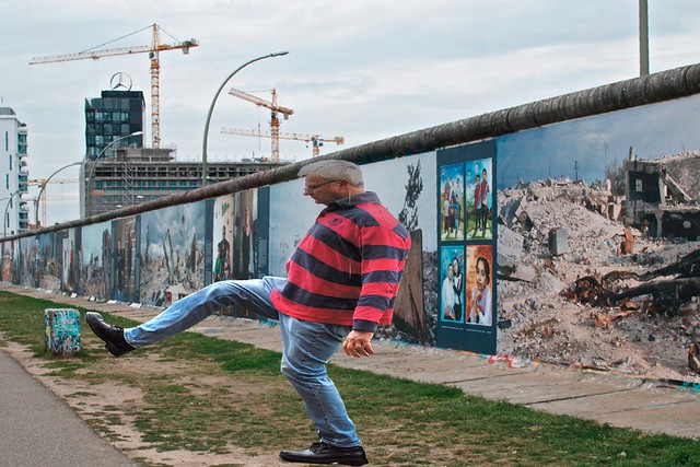 Silly walk along the Berlin Wall