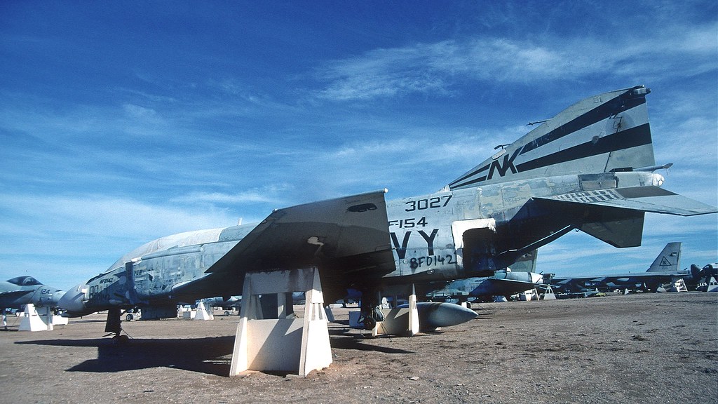 This F-4N is shown propped up on this wooden cribbing back in 2002. It was scrapped here in 2004. Bu.Aer 153027 is coded NK-00 a VF-154 jet.